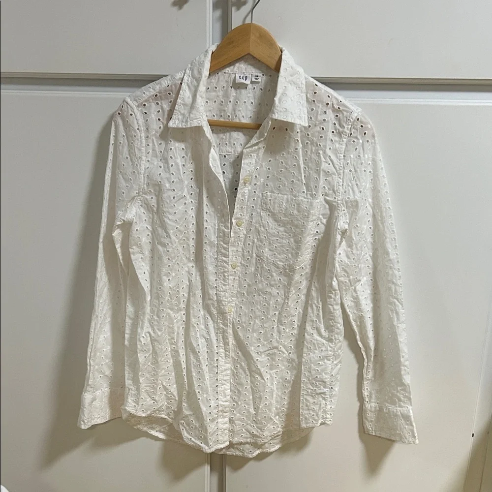 GAP White Eyelet Women's Swim Coverup Shirt XS